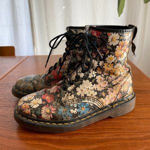 Vintage Floral 1990s Original Dr Martens Boots, 8